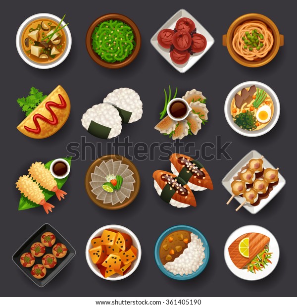 日本の食べ物のアイコンセット のベクター画像素材 ロイヤリティフリー