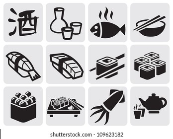 Japanese food icon set of sushi