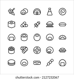 Japanese Food icon set vector line for website, mobile app, presentation, social media.