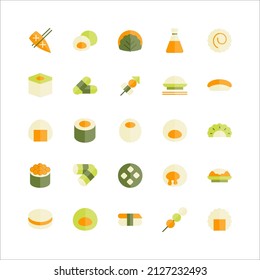 Japanese Food icon set vector flat for website, mobile app, presentation, social media.
