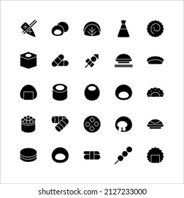 Japanese Food icon set vector solid for website, mobile app, presentation, social media.