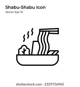 Icono de comida japonesa, shabu shabu, icono de estilo de línea