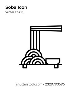 Japanese food icon, soba, line style icon