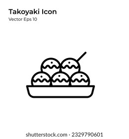 Japanese food icon, takoyaki, line style icon