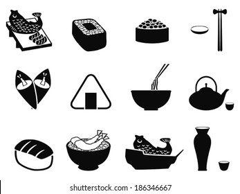 japanese food icons set