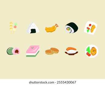 Japanese Food Illustration Element Set 