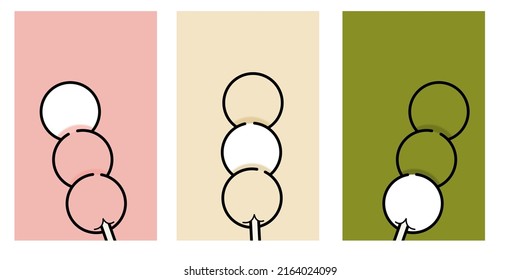 Japanese food illustration Hanami Dango with Japanese design style