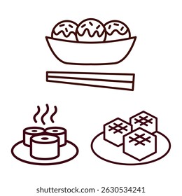 japanese food image icon vector illustration design set