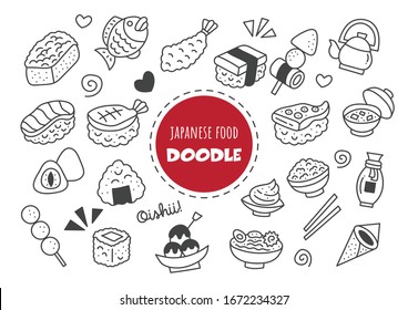 japanese food kawaii doodle vector hand drawing style