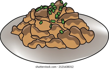 japanese food korean food chicken kaarage bulgogi beef brown grilled pork asian food logo full color in a plate