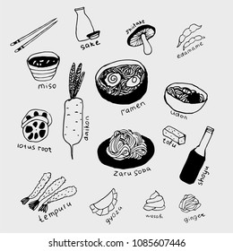 japanese food. Line art set