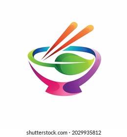 Japanese food logo with chopsticks concept