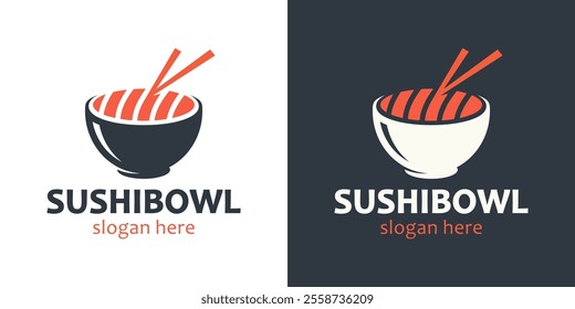 Japanese food logo design. sushi logo with bowl design vector symbol icon