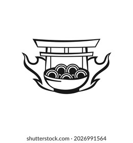 japanese food logo template design vector icon illustration