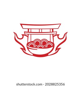 japanese food logo template design vector icon illustration