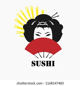 Japanese food logo Japanese woman