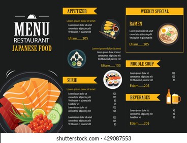 japanese food menu restaurant brochure design template