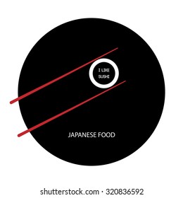 Japanese food. Japanese menu. Sushi Roll. Chinese chopsticks.  I love sushi