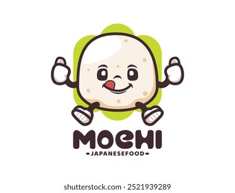 Japanese food mochi cartoon mascot vector illustration. in outline style.