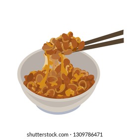 Japanese food Natto illustrations