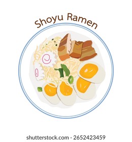 Japanese food noodles_soy sauce ramen, Illustration of a simple soy sauce ramen.