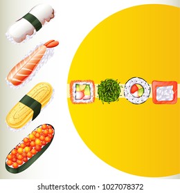 Japanese food on poster illustration