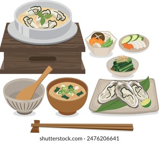 Japanese food
Oyster Kamameshi set meal
Japanese rice pilaf cooked in an iron pot