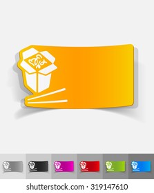 japanese food paper sticker with shadow. Vector illustration
