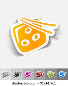 japanese food paper sticker with shadow. Vector illustration