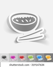 japanese food paper sticker with shadow. Vector illustration