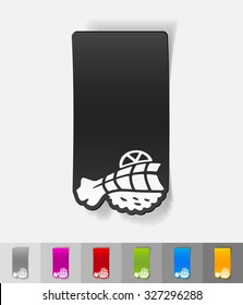 japanese food paper sticker with shadow. Vector illustration