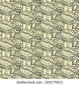 Japanese food pattern with sushi  background monochrom colors