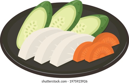 Japanese food
Pickled radish, cucumber and carrot