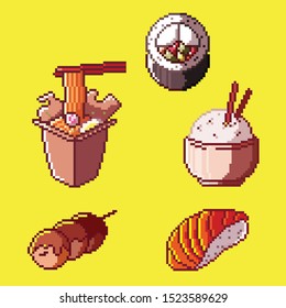 Japanese food pixel 8bit icon japan sushi ramen Asia