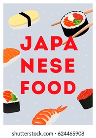 Japanese food. Poster. Vector illustration