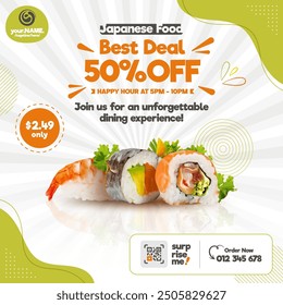 Japanese food promotion social media post advertising banner template