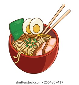 Japanese food ramen. ramen in flat illustration style on white background with high resolution. image can be used for flyers and others