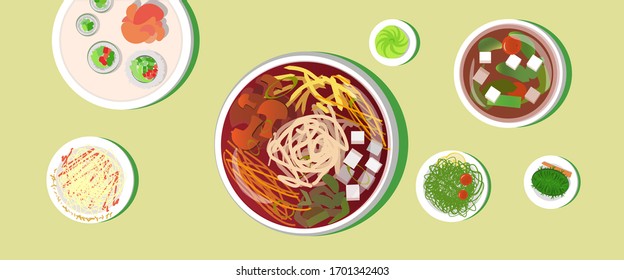 Japanese food Ramen miso funcheza rolls wasabi vegetarian food chuka
