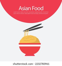 Japanese food ramen mural noodles vector illustration