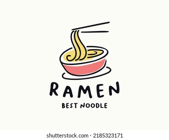 Japanese food ramen noodles graphic logo design 