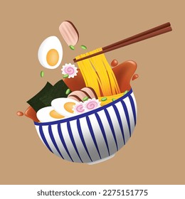 Japanese food ramen noodles illustration