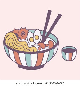 Japanese food ramen soy sauce vector