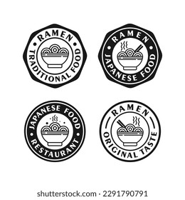 Japanese food ramen stamp design collection for label product, shop logo, stamp, banner, and more