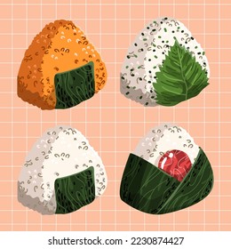 Japanese Food Rice Ball, Onigiri Illustration