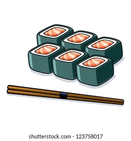 japanese food roll set. vector illustration