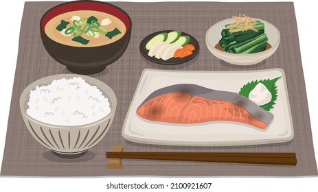 Japanese food
Salt-grilled salmon breakfast