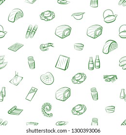 Japanese food, Seafood and Table setting set. Background for printing, design, web. Usable as icons. Seamless. Binary color.