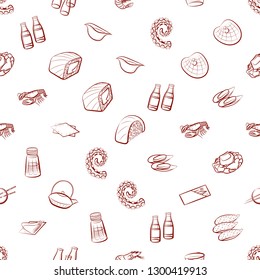 Japanese food, Seafood and Table setting set. Background for printing, design, web. Usable as icons. Seamless. Binary color.