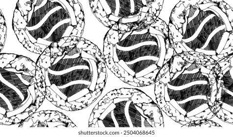 Japanese food. Seamless pattern with rolls. Vector illustration of sushi Banner of sushi for restaurant.