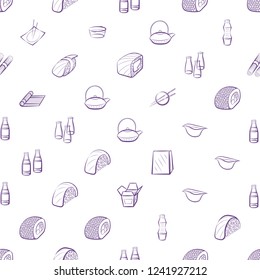 Japanese food set. Texture background for printing, design, web and textile. Useful graphic resource. Decorative art. May be used as icons. Seamless. Color.